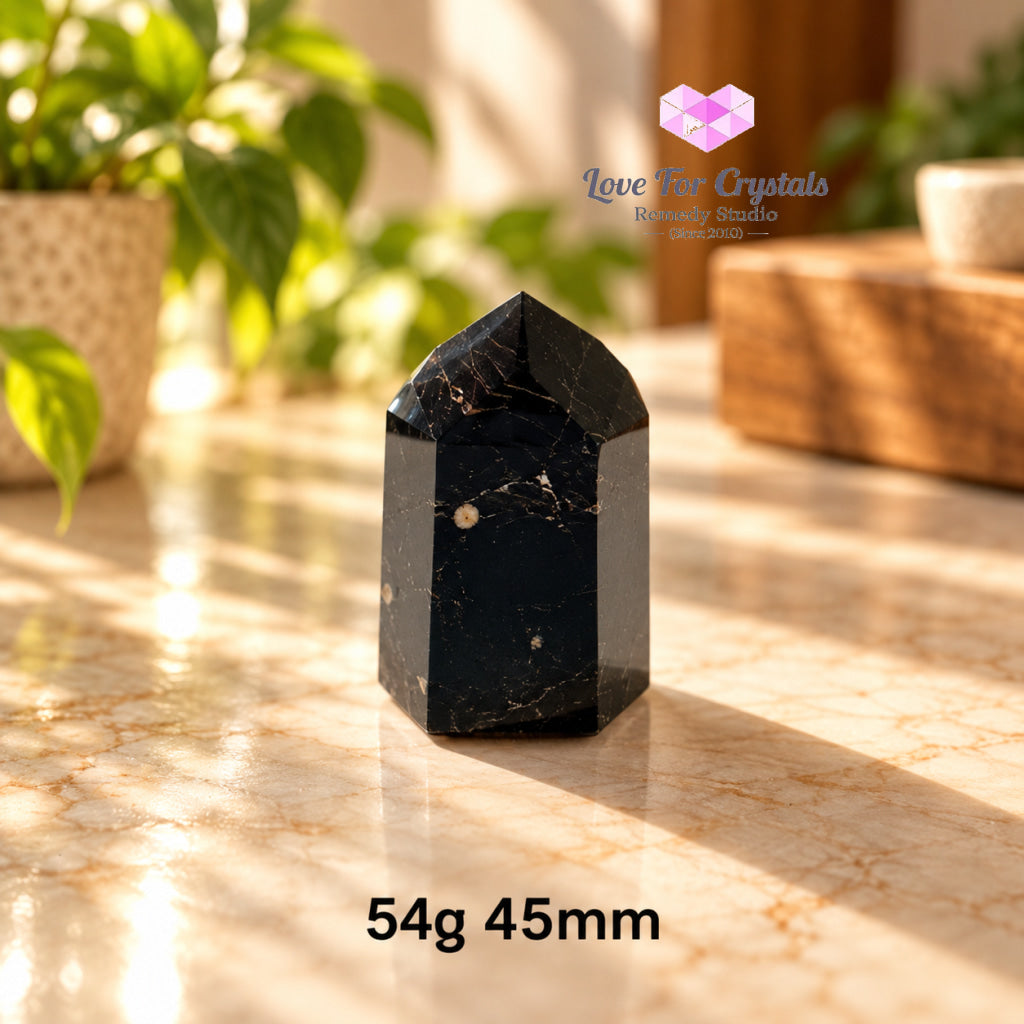 Black Tourmaline with Feldspar Mini Tower AAA (Brazil) - 54g 45mm - Black tourmaline