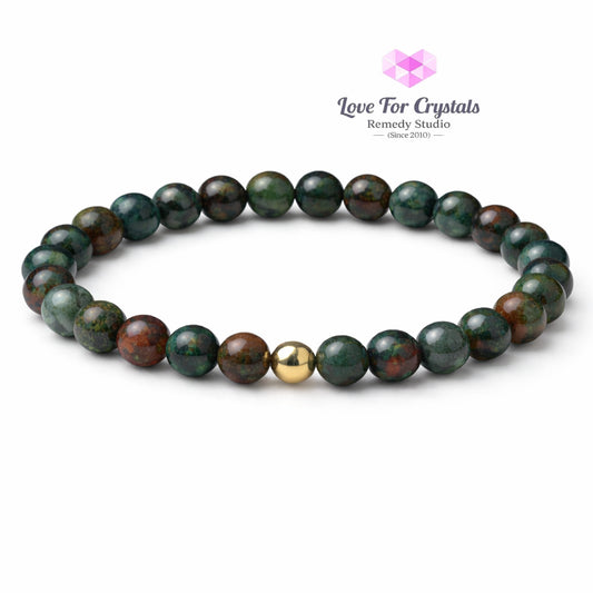 Bloodstone Good Health 6mm Bracelet with 14k gold filled bead Bracelets & Bangles