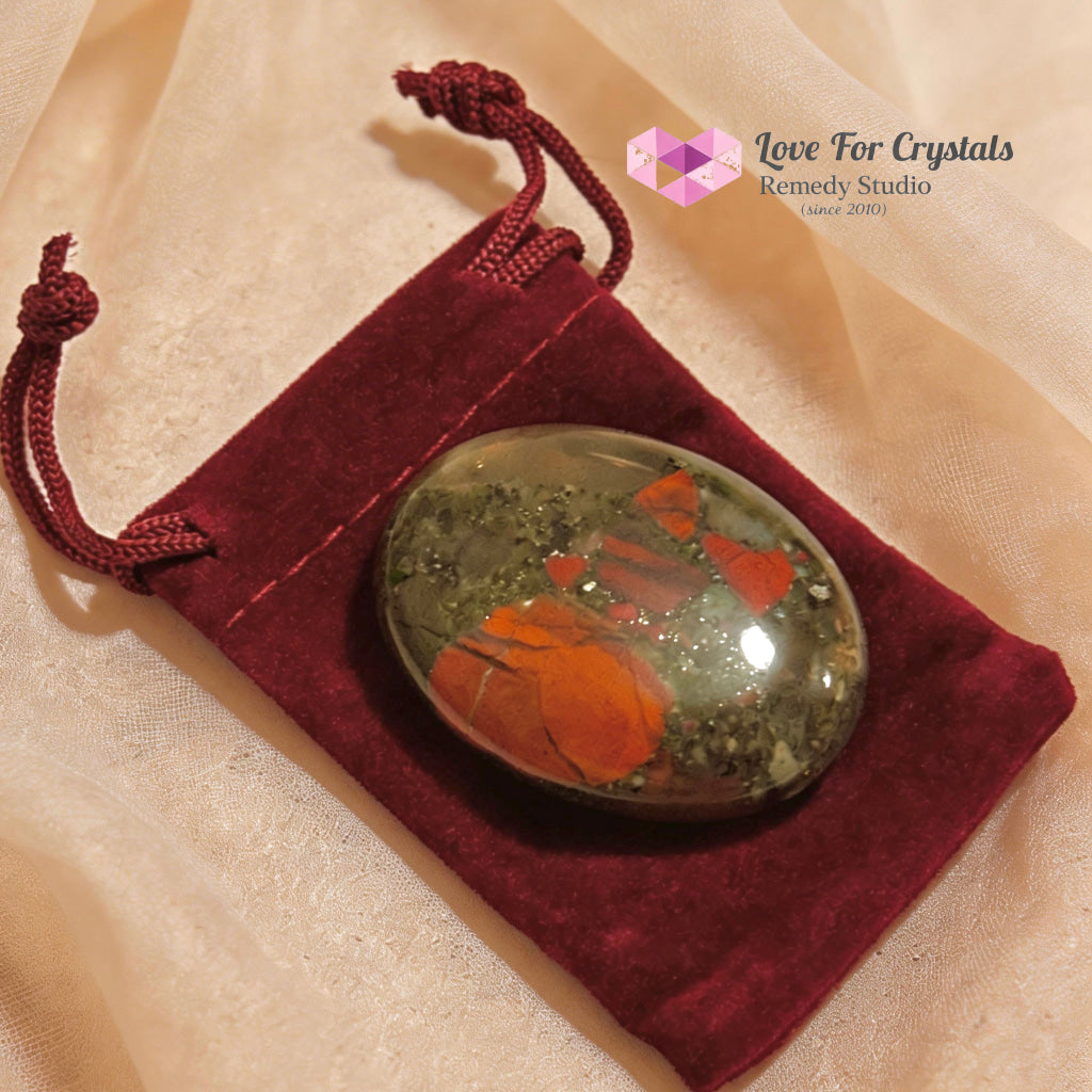 Bloodstone Good Health Palm Stone 45mm (encoded & activated) Random Piece (45mm) Bloodstone