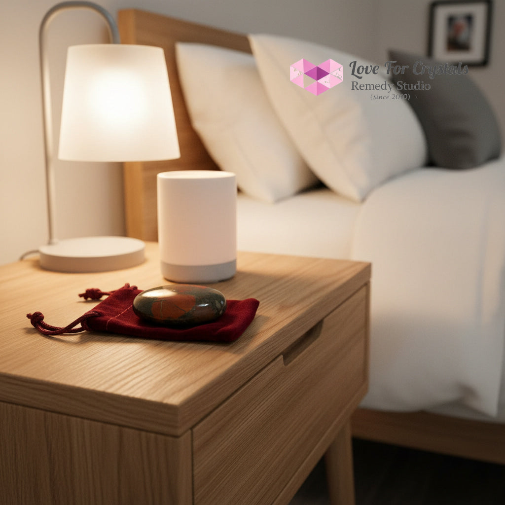 Bloodstone Good Health Palm Stone 45mm (encoded & activated) Random Piece (45mm) Bloodstone