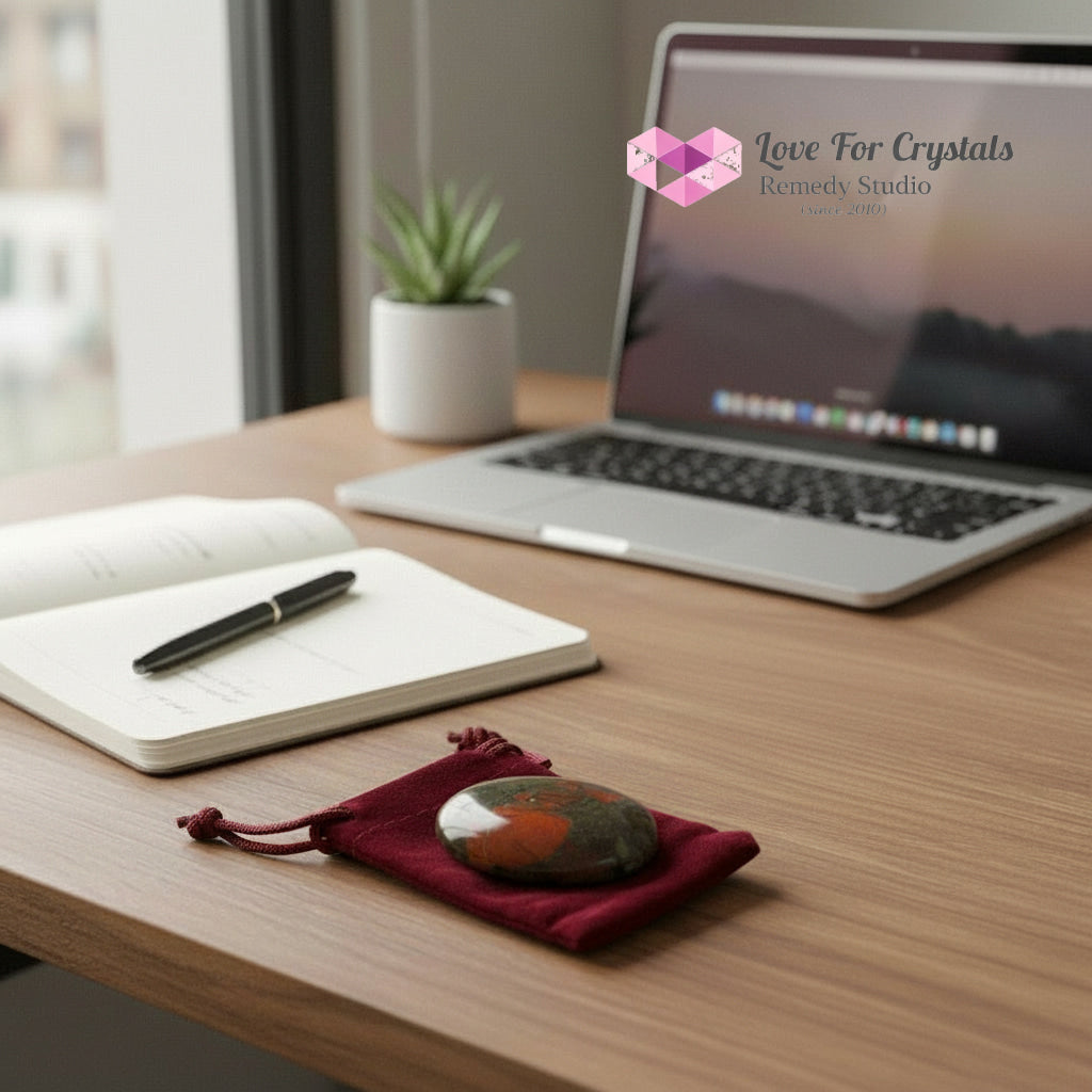 Bloodstone Good Health Palm Stone 45mm (encoded & activated) Random Piece (45mm) Bloodstone