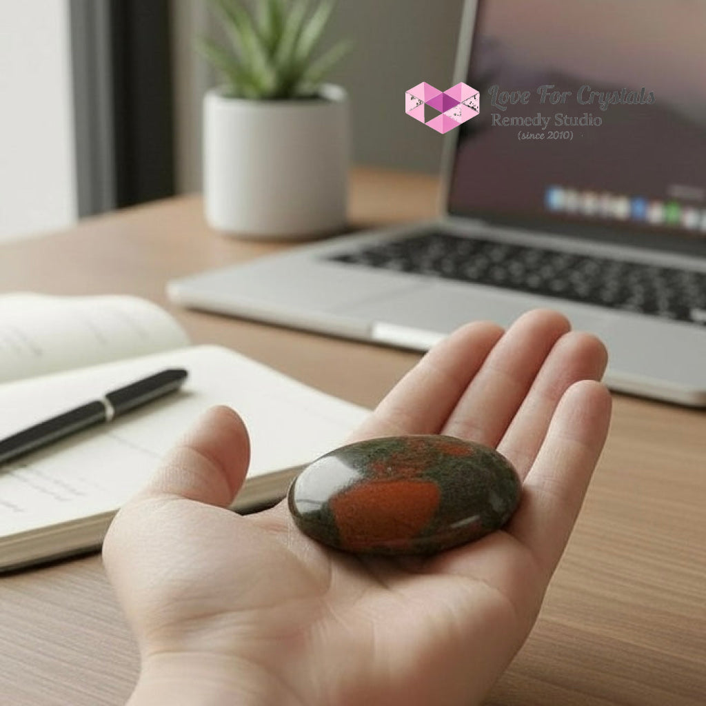 Bloodstone Good Health Palm Stone 45mm (encoded & activated) Random Piece (45mm) Bloodstone