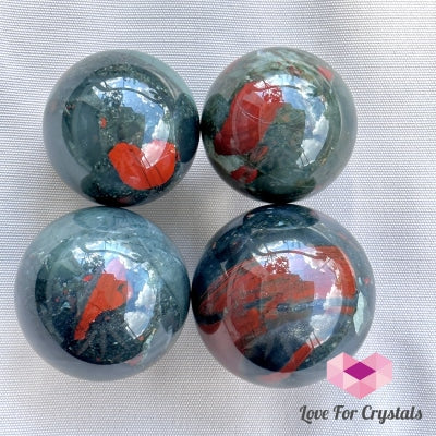 Bloodstone Spheres With Wooden Stand (India)Good Health Crystal