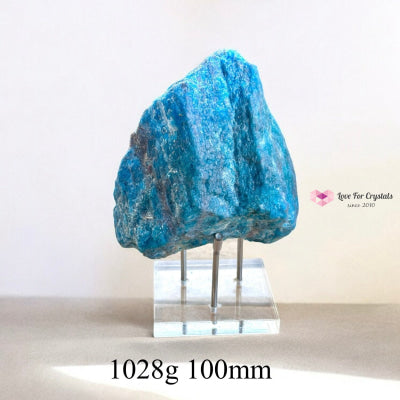 Blue Apatite Raw With Acrylic Stand (Large) 1028G 100Mm Crystals