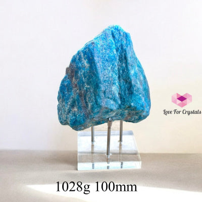 Blue Apatite Raw With Acrylic Stand (Large) 1028G 100Mm Crystals