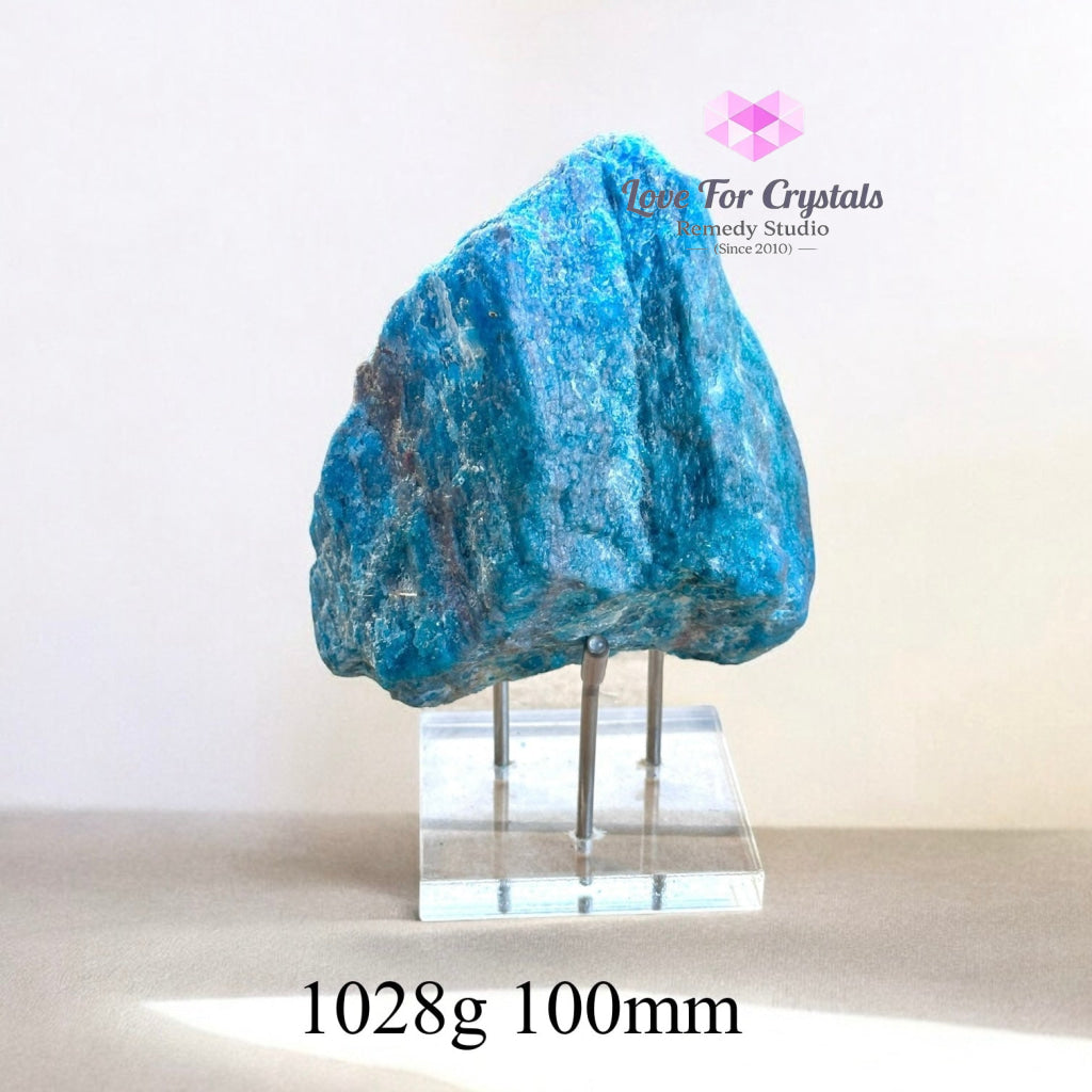 Blue Apatite Raw With Acrylic Stand (Large) 1028G 100Mm Crystals