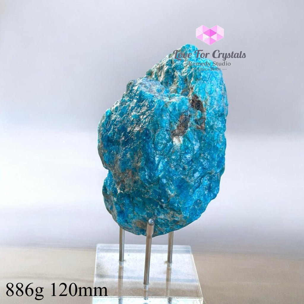 Blue Apatite Raw With Acrylic Stand (Large) 886G 120Mm Crystals