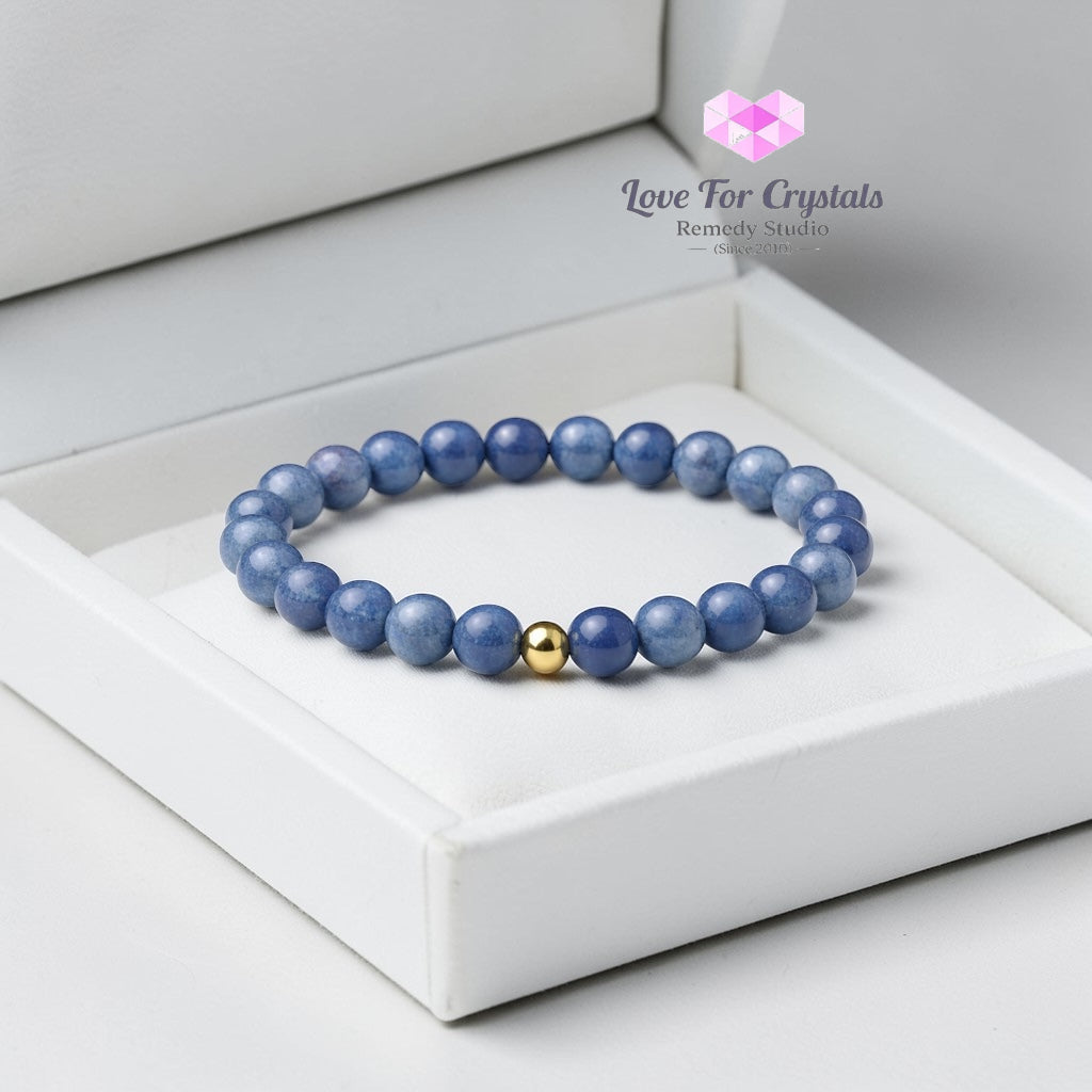 Blue Aventurine Opportunity & Confidence 6mm Bracelet with 14k gold filled bead Bracelets & Bangles