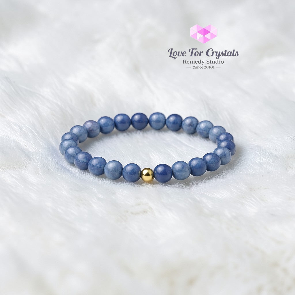 Blue Aventurine Opportunity & Confidence 6mm Bracelet with 14k gold filled bead Bracelets & Bangles