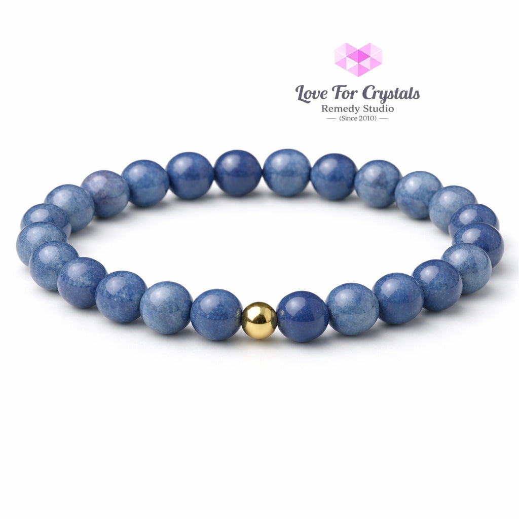 Blue Aventurine Opportunity & Confidence 6mm Bracelet with 14k gold filled bead Bracelets & Bangles