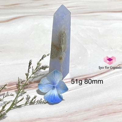 Blue Lace Agate Drusy Tower Point 51G 80Mm Polished Crystals