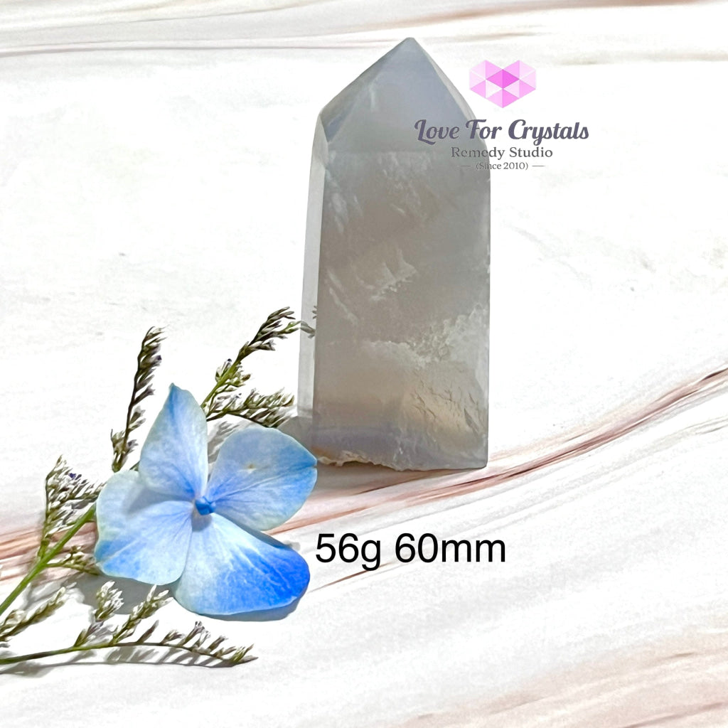 Blue Lace Agate Drusy Tower Point 56G 60Mm Polished Crystals