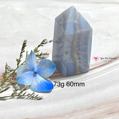 Blue Lace Agate Drusy Tower Point 73G 60Mm Polished Crystals