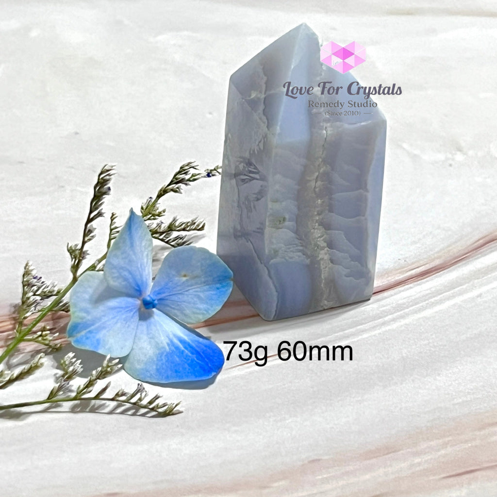 Blue Lace Agate Drusy Tower Point 73G 60Mm Polished Crystals
