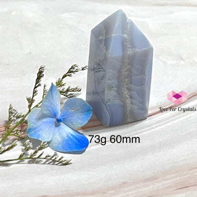 Blue Lace Agate Drusy Tower Point 73G 60Mm Polished Crystals