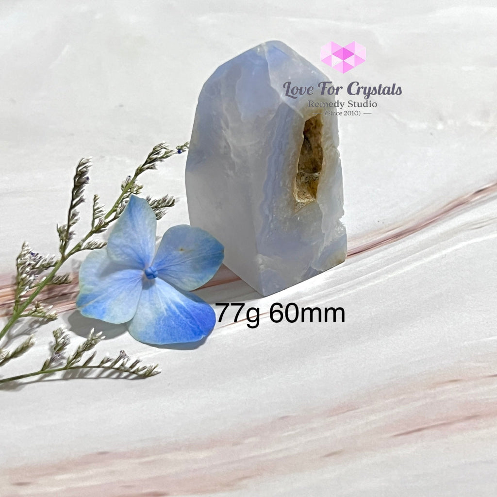 Blue Lace Agate Drusy Tower Point 77G 60Mm Polished Crystals
