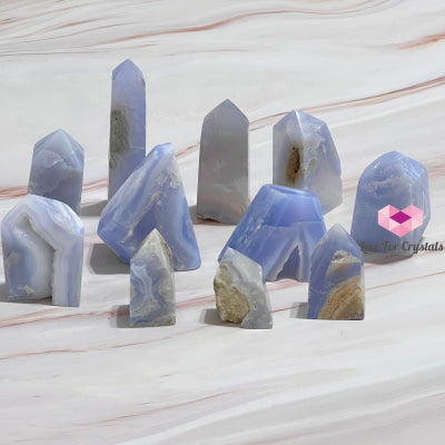 Blue Lace Agate Drusy Tower Point Polished Crystals