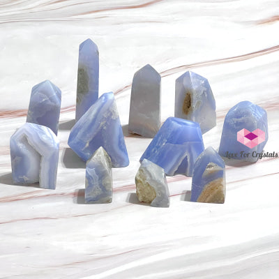 Blue Lace Agate Drusy Tower Point Polished Crystals