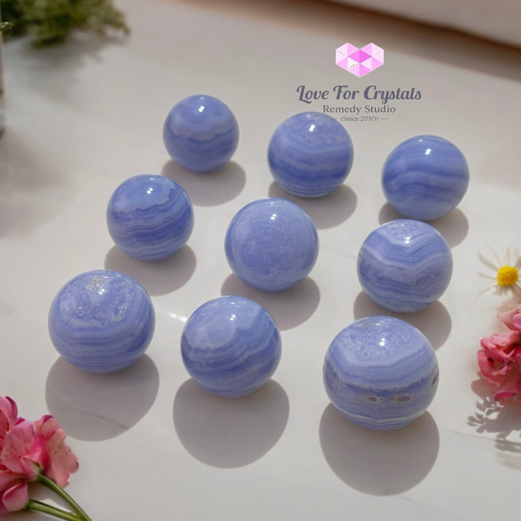 Blue Lace Agate Mini Sphere (20-30Mm) Aaa Grade Crystal Spheres
