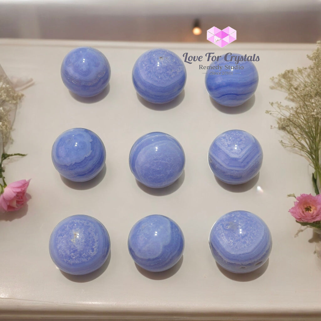 Blue Lace Agate Mini Sphere (20-30Mm) Aaa Grade Crystal Spheres