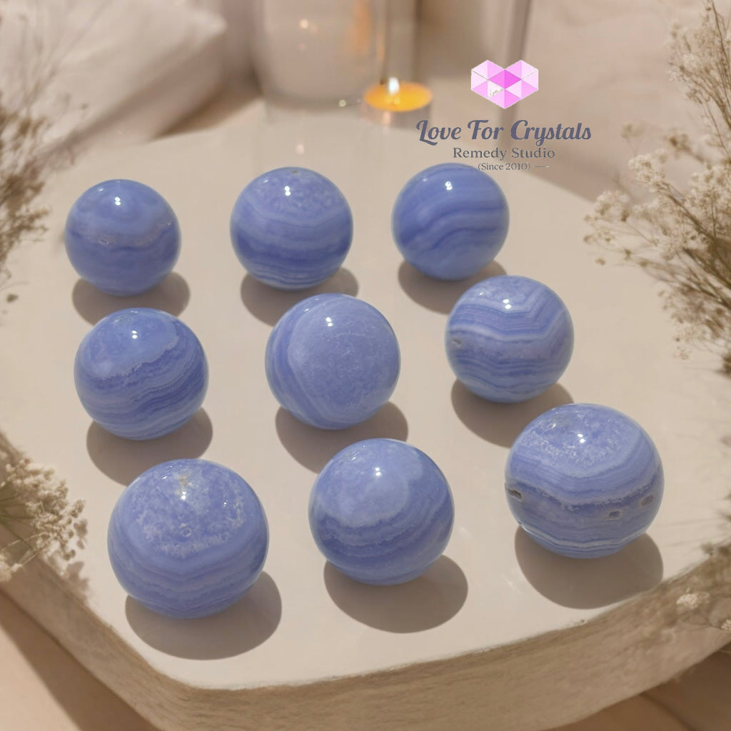 Blue Lace Agate Mini Sphere (20-30Mm) Aaa Grade Crystal Spheres
