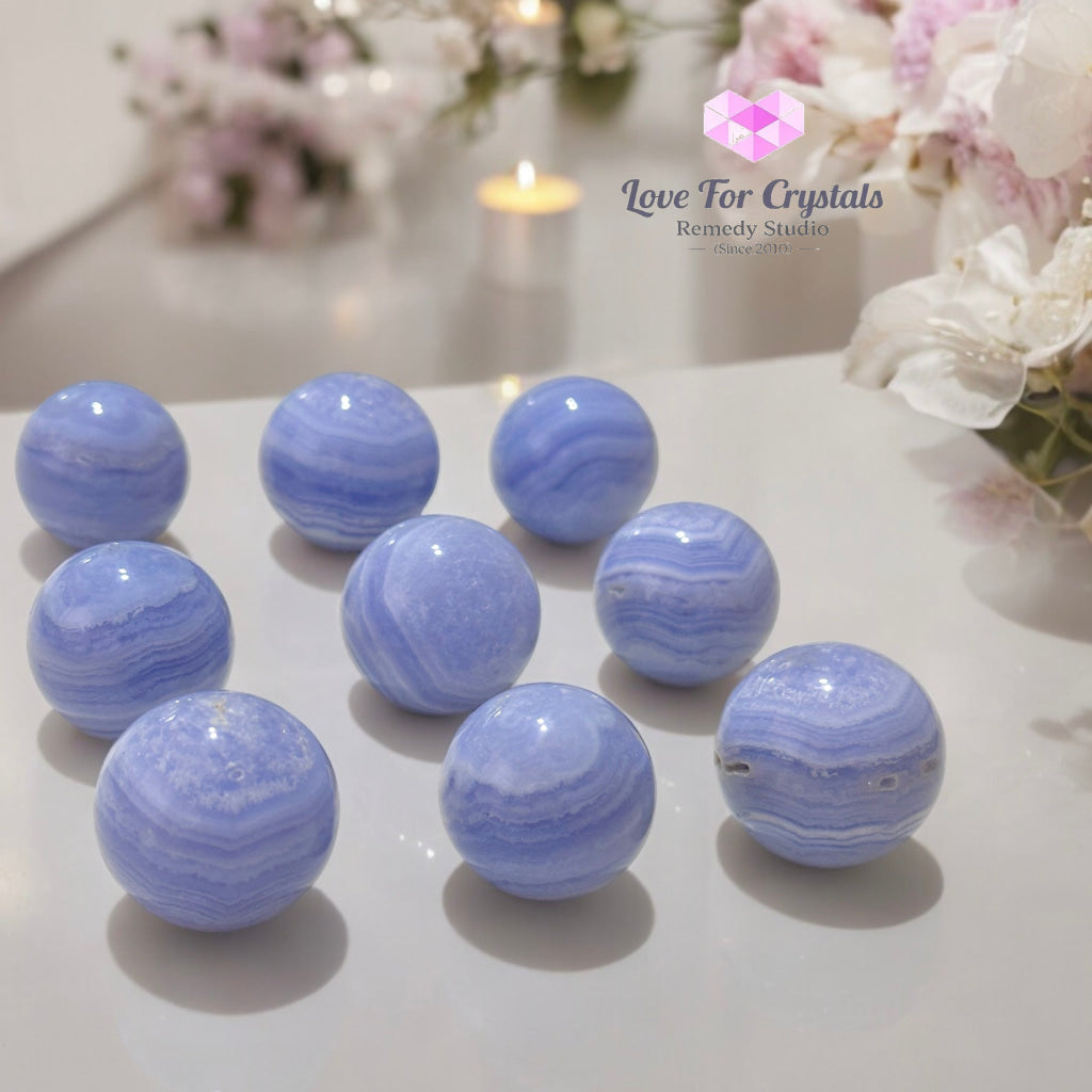 Blue Lace Agate Mini Sphere (20-30Mm) Aaa Grade Crystal Spheres