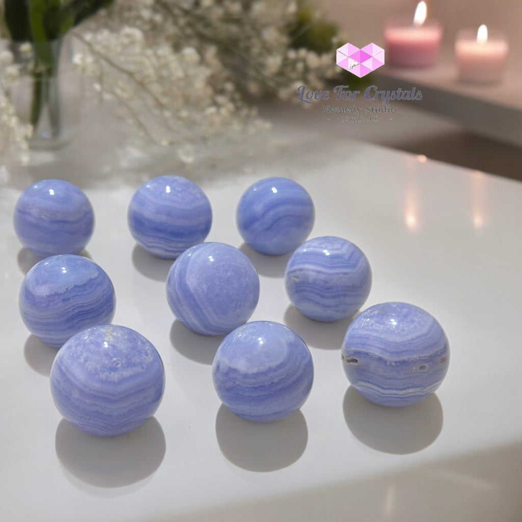 Blue Lace Agate Mini Sphere (20-30Mm) Aaa Grade Crystal Spheres