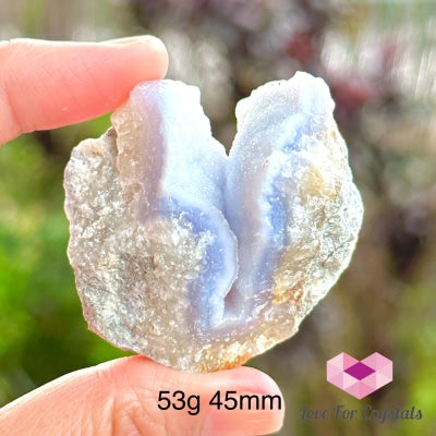 Blue Lace Agate Raw (Brazil)With Stand 53G 45Mm Crystals