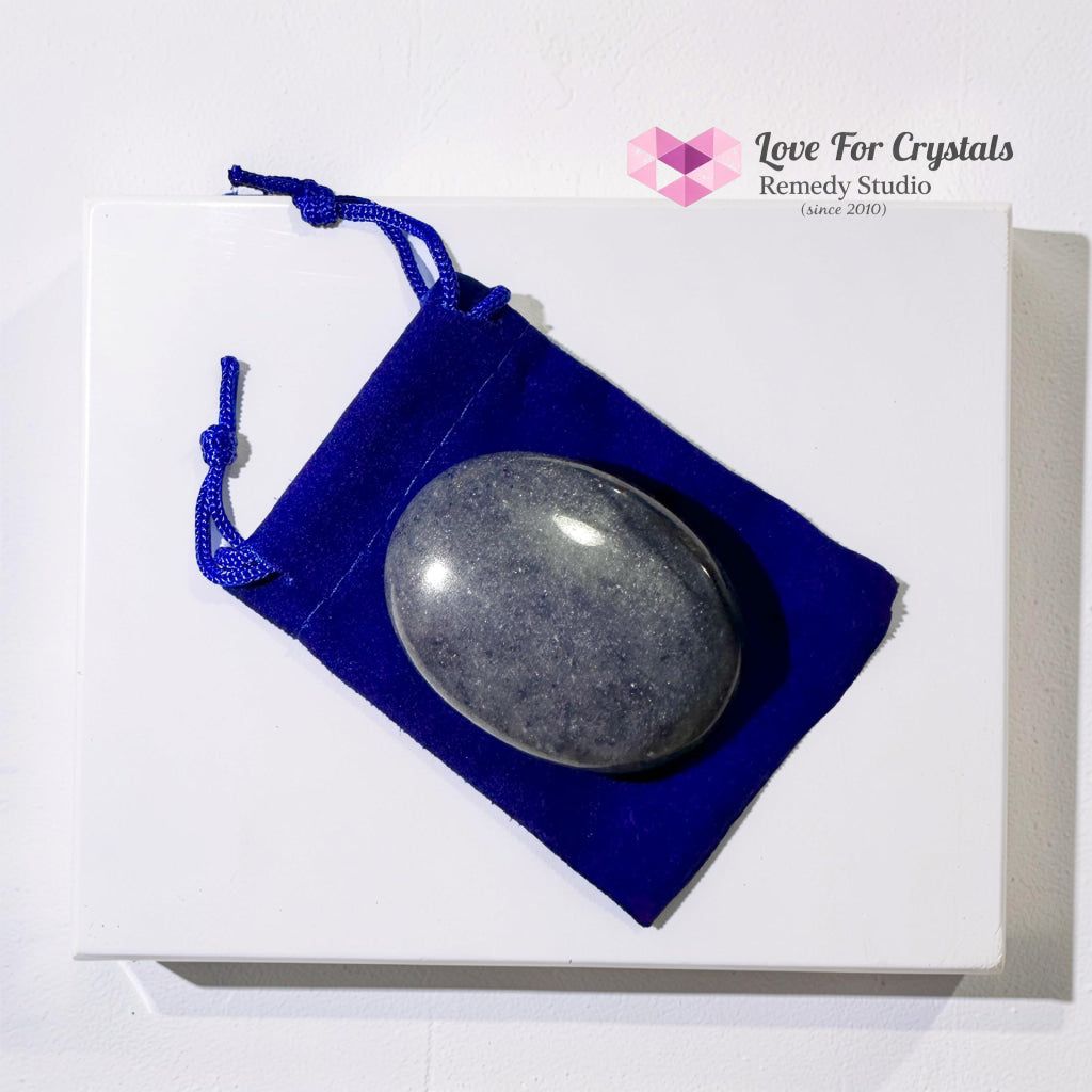 Blue Quartz Calming Palm Stone 45mm (Encoded & activated)