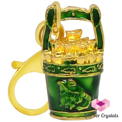 Bucket Of Gold Keychain Amulet (Feng Shui 2024) 1.8X1.8X3Cm Green For Wealth Feng Shui 2024