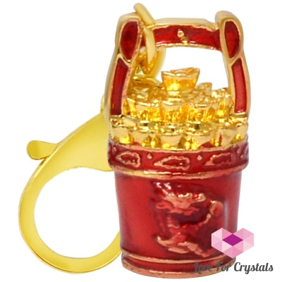 Bucket Of Gold Keychain Amulet (Feng Shui 2024) 1.8X1.8X3Cm Red For Success Feng Shui 2024