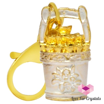 Bucket Of Gold Keychain Amulet (Feng Shui 2024) 1.8X1.8X3Cm White For Love Feng Shui 2024