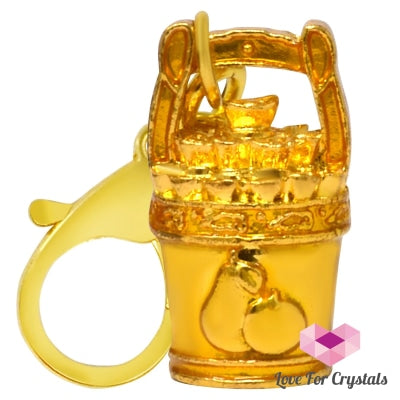 Bucket Of Gold Keychain Amulet (Feng Shui 2024) 1.8X1.8X3Cm Yellow For Luck Feng Shui 2024