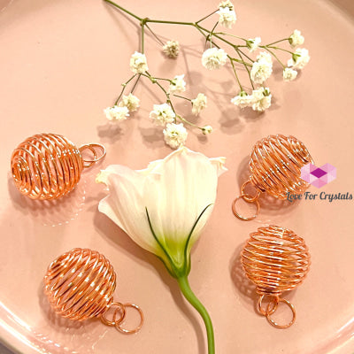 Cage Wire Pendant For Tumbled Stones (Copper Rose)