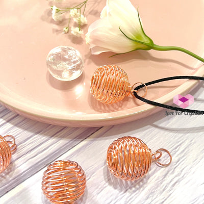 Cage Wire Pendant For Tumbled Stones (Copper Rose)