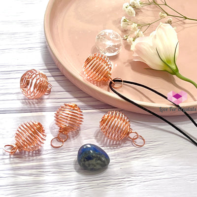 Cage Wire Pendant For Tumbled Stones (Copper Rose)