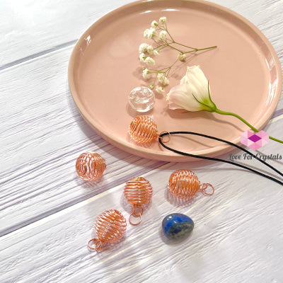 Cage Wire Pendant For Tumbled Stones (Copper Rose)