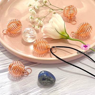 Cage Wire Pendant For Tumbled Stones (Copper Rose)