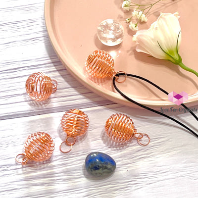 Cage Wire Pendant For Tumbled Stones (Copper Rose)