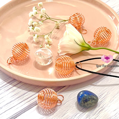 Cage Wire Pendant For Tumbled Stones (Copper Rose)