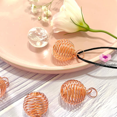 Cage Wire Pendant For Tumbled Stones (Copper Rose)