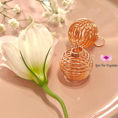Cage Wire Pendant For Tumbled Stones (Copper Rose)