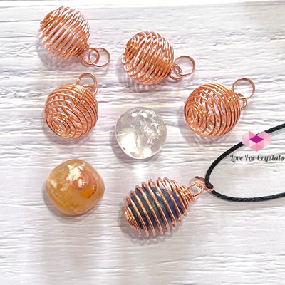 Cage Wire Pendant For Tumbled Stones (Copper Rose)