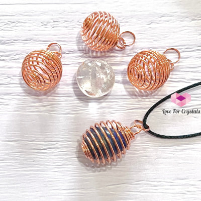 Cage Wire Pendant For Tumbled Stones (Copper Rose)
