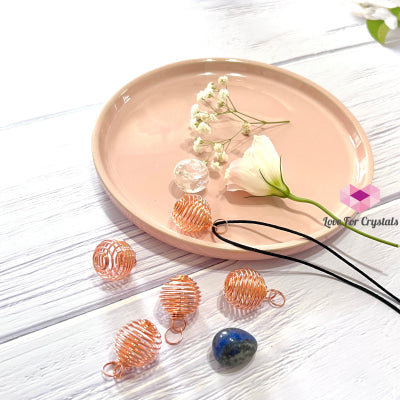 Cage Wire Pendant For Tumbled Stones (Copper Rose)