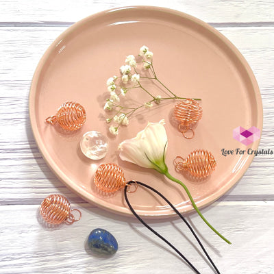 Cage Wire Pendant For Tumbled Stones (Copper Rose)