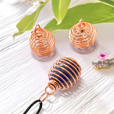 Cage Wire Pendant For Tumbled Stones (Copper Rose)