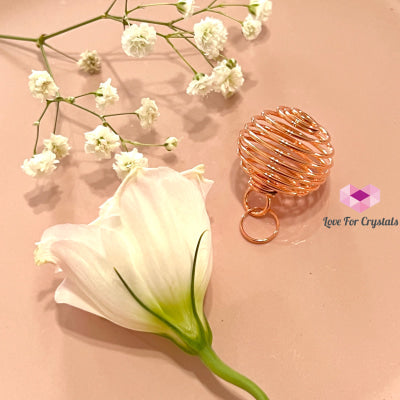 Cage Wire Pendant For Tumbled Stones (Copper Rose) Only (1)
