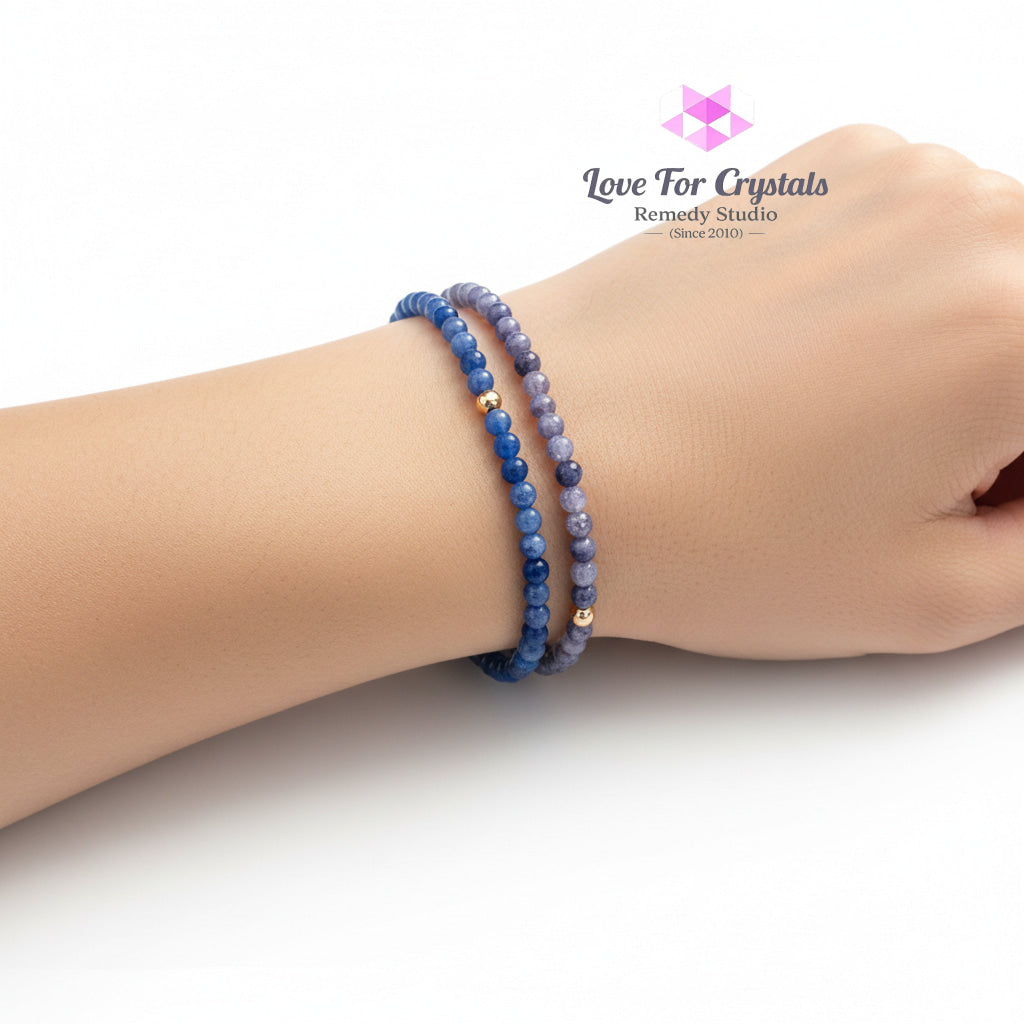 Calm Clarity Duo Bracelet Set (4mm Blue Aventurine Quartz & Blue Sodalite) Encoded & Attuned Remedy Bracelets