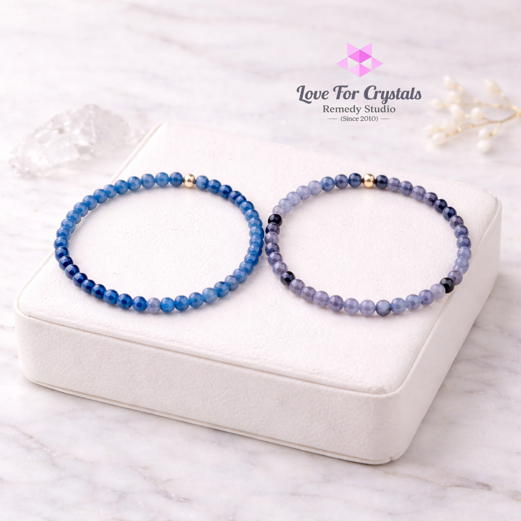 Calm Clarity Duo Bracelet Set (4mm Blue Aventurine Quartz & Blue Sodalite) Encoded & Attuned Remedy Bracelets